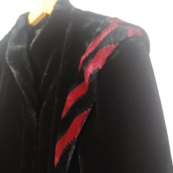 Vintage Borgessa Casper Womens Medium Coat Faux Fur USA Union Made Black Purple - Picture 2 of 15